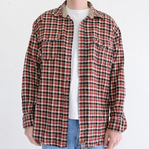 Pacific Trail Black Red Checker Button  Up Outdoor Gorpcore Thick Cotton Shirt L